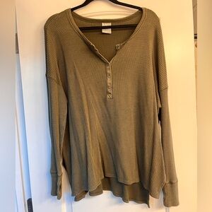 Olive Green Waffle Knit Aerie Top